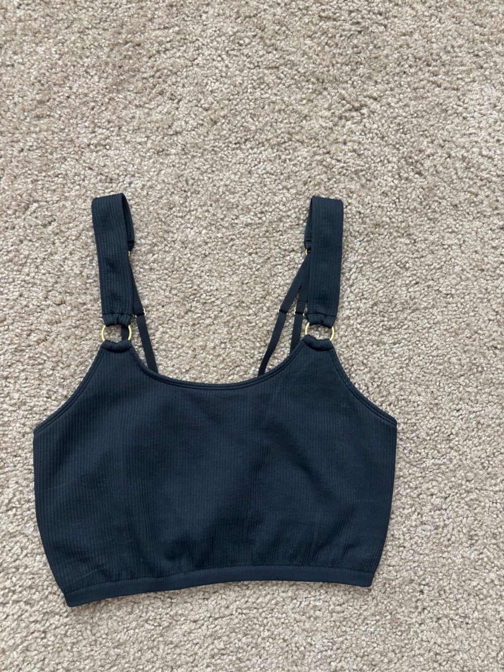 aerie Black Seamless Ribbed Bralette